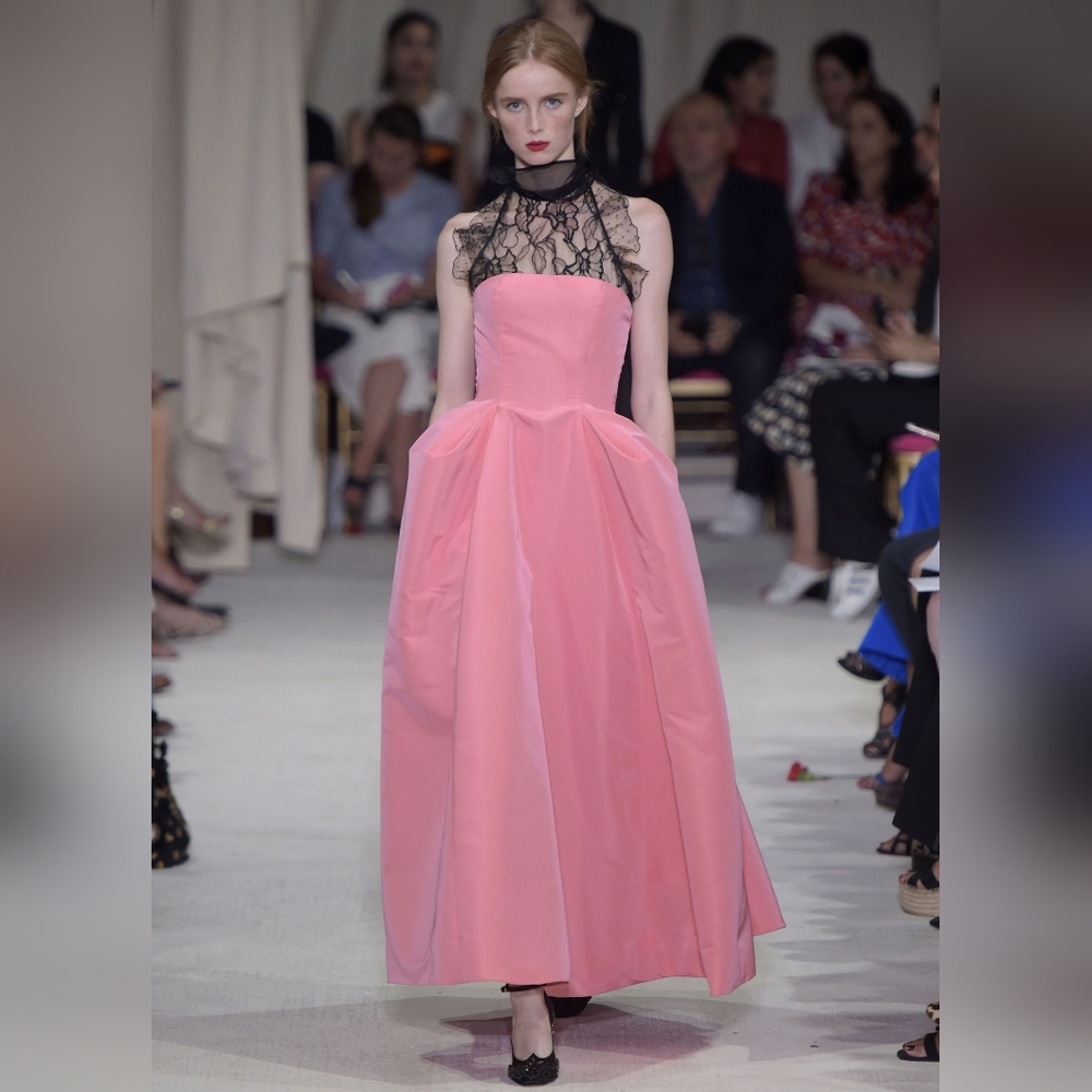 ○$7,500 OSCAR DE LA RENTA PINK SILK PLEADED RUNWAY GOWN US 10 L - Picture 2 of 10